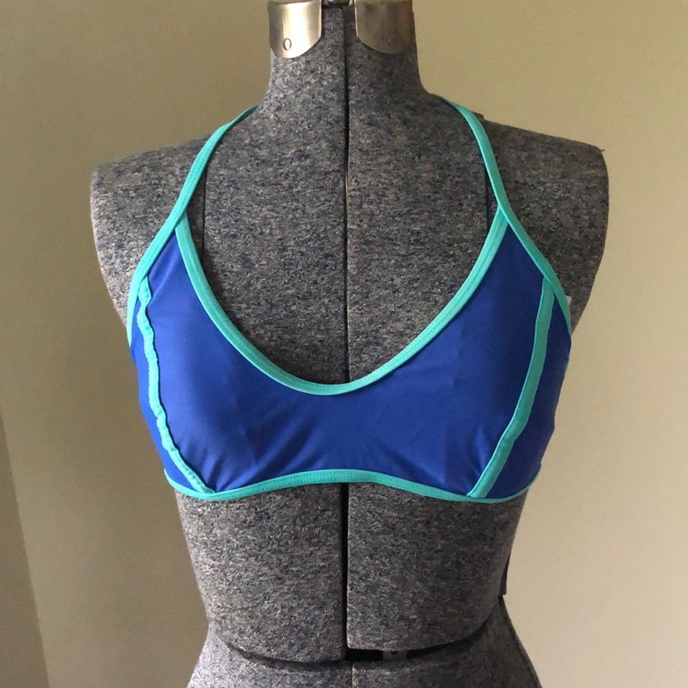 Blue and Teal Tie Back Bikini Top
